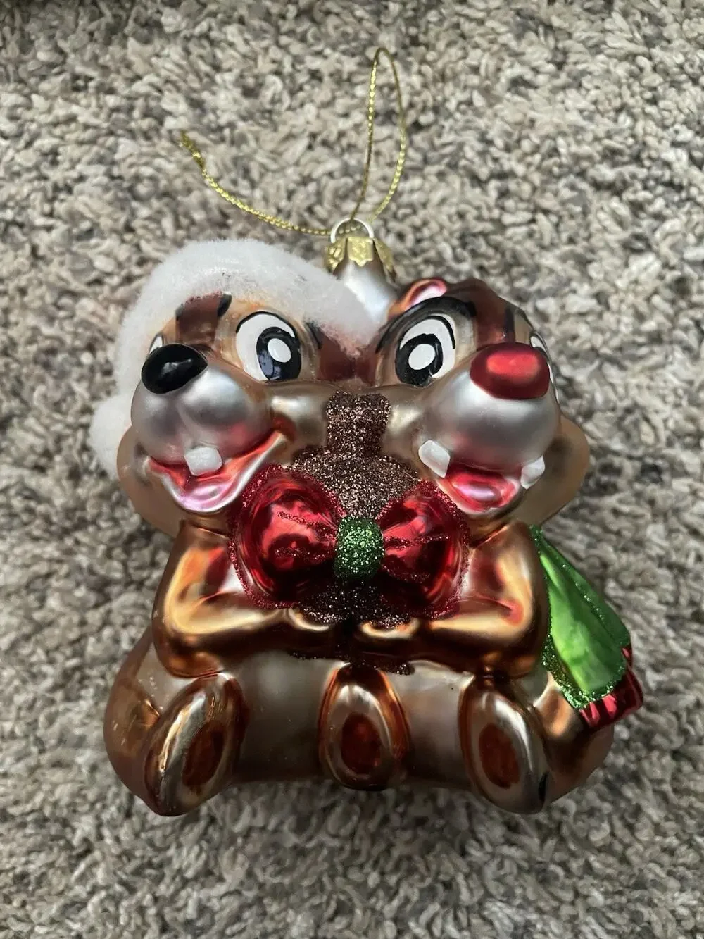 Disney Chip N Dale Ornament Glass Blown Vintage Christmas Decor